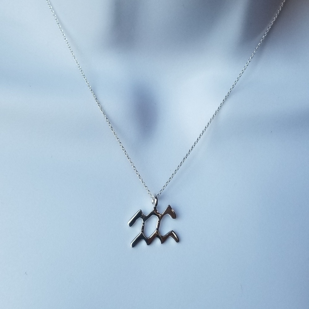 New Delicate 16" Sterling Silver Aquarius Necklace